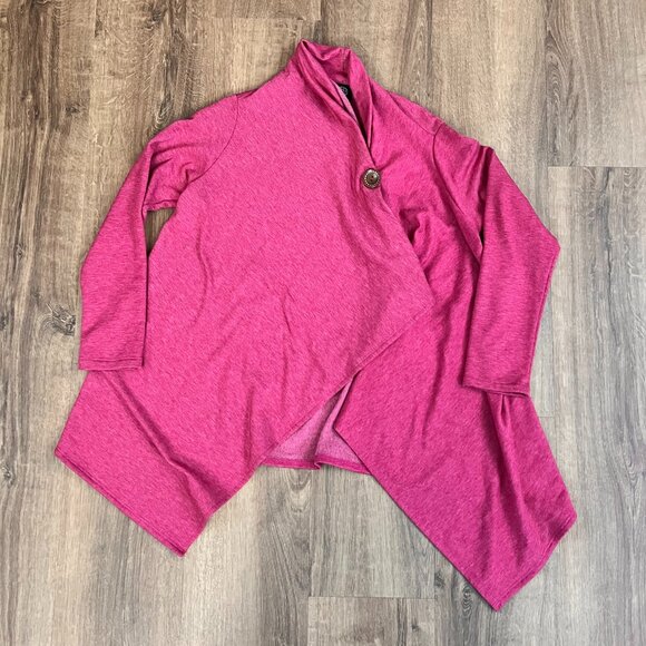 Bobeau Asymmetrical One Button Wrap Cardigan Pink Sz S - Picture 5 of 9